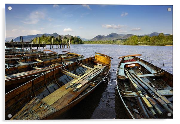 Boats on Derwent Water Acrylic by Stephen Mole