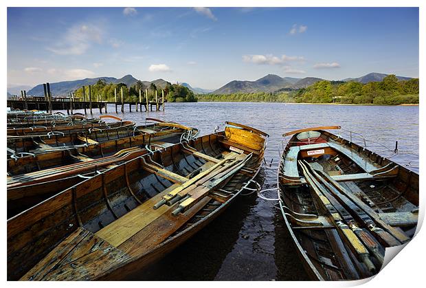 Boats on Derwent Water Print by Stephen Mole