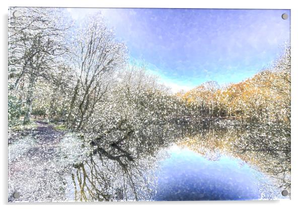 The Winters Day Pond Acrylic by David Pyatt