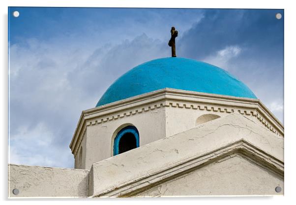 Mykonos Church Acrylic by Mick Sadler ARPS