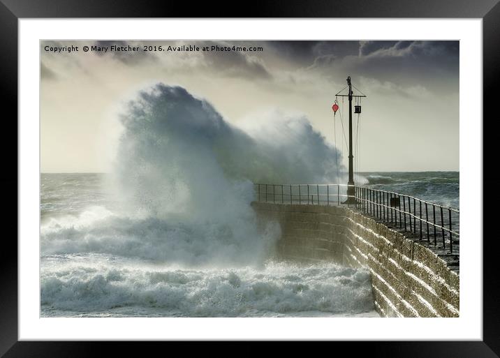Wave at Porthleven Framed Mounted Print by Mary Fletcher