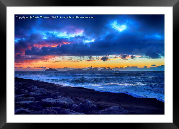 Stormy Icelandic Sunset Framed Mounted Print by Chris Thaxter