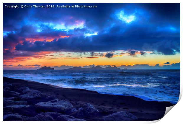 Stormy Icelandic Sunset Print by Chris Thaxter