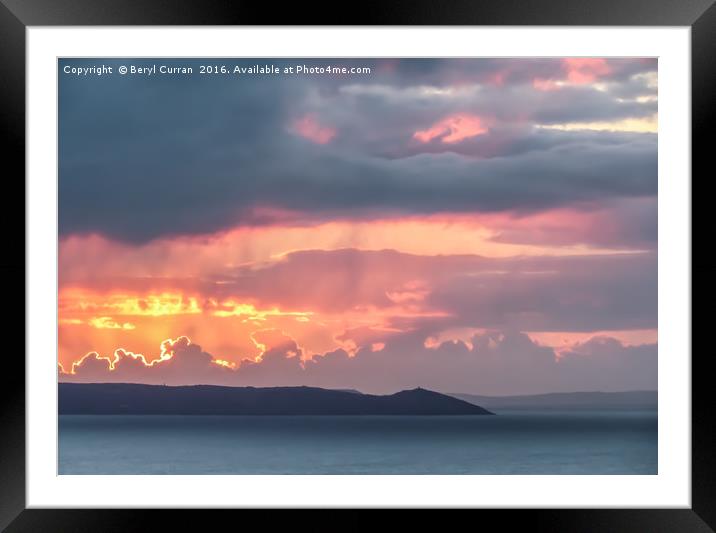 Radiant Sunrise on Rame Peninsula Framed Mounted Print by Beryl Curran