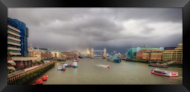 Thames Vista with Rainbow Framed Print by peter tachauer