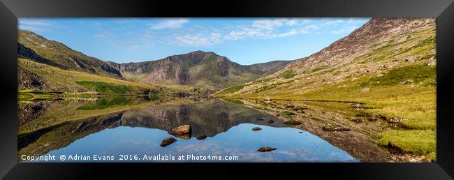 Ogwen Lake Snowdonia Reflections Framed Print by Adrian Evans