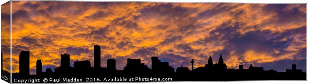 Liverpool waterfront skyline silhouette Canvas Print by Paul Madden