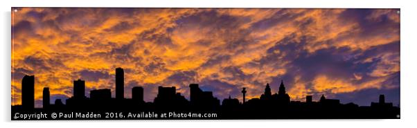 Liverpool waterfront skyline silhouette Acrylic by Paul Madden