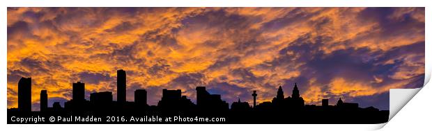 Liverpool waterfront skyline silhouette Print by Paul Madden