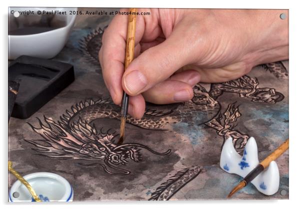Artist painting a Chinese dragon Acrylic by Paul Fleet