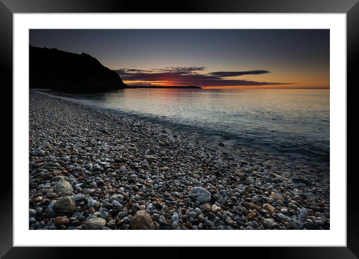 Pebble Beach at Dawn Framed Mounted Print by Michael Brookes