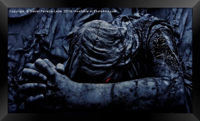 Statue of an Dark Angel Praying Close Up Framed Print by Daniel Ferreira-Leite