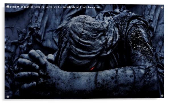 Statue of an Dark Angel Praying Close Up Acrylic by Daniel Ferreira-Leite