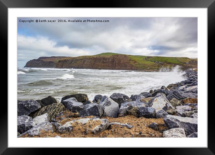 Skinningrove sea defences Framed Mounted Print by keith sayer