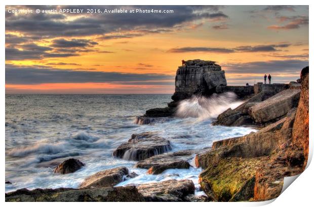 Anglers at Pulpit Rock Portland Print by austin APPLEBY