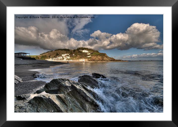 Clouds gather at Millendreath Beach Looe Framed Mounted Print by Rosie Spooner