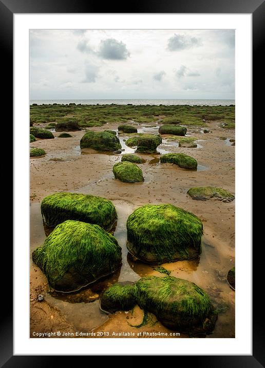 Carstone Rocks, Hunstanton beach, Norfolk Framed Mounted Print by John Edwards