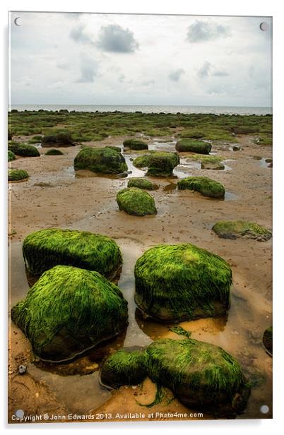 Carstone Rocks, Hunstanton beach, Norfolk Acrylic by John Edwards