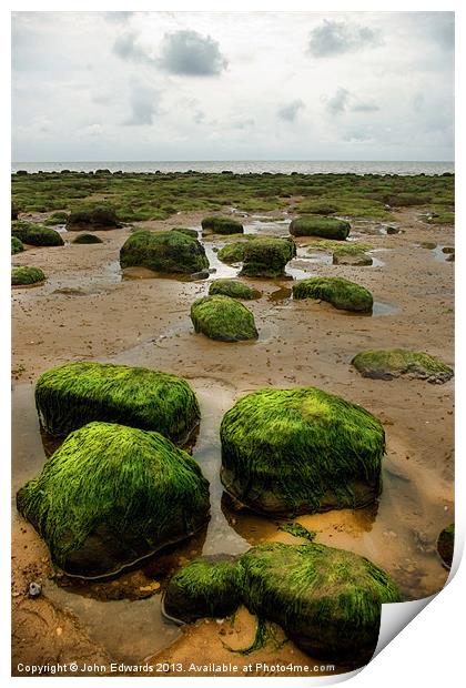 Carstone Rocks, Hunstanton beach, Norfolk Print by John Edwards