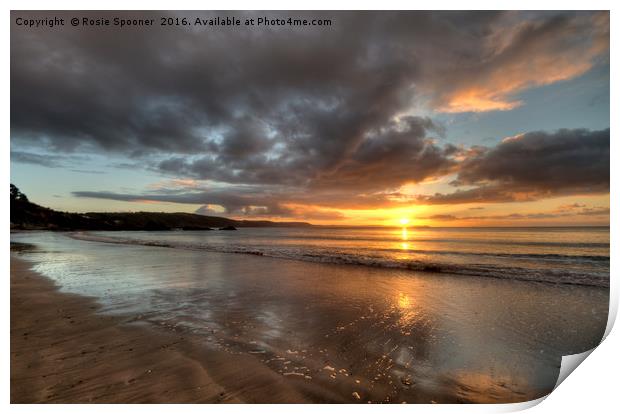 Sunrise on Looe Town Beach  Print by Rosie Spooner