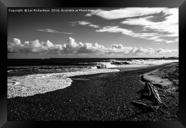 Wild waves all black and white.  Framed Print by Ian Richardson