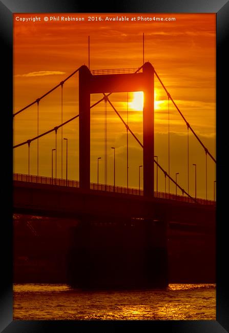 sunset over the Friedriche-Ebert-Brücke. Framed Print by Phil Robinson