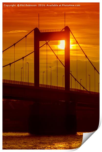 sunset over the Friedriche-Ebert-Brücke. Print by Phil Robinson
