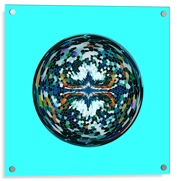 Marble Globe on blue Acrylic by Robert Gipson