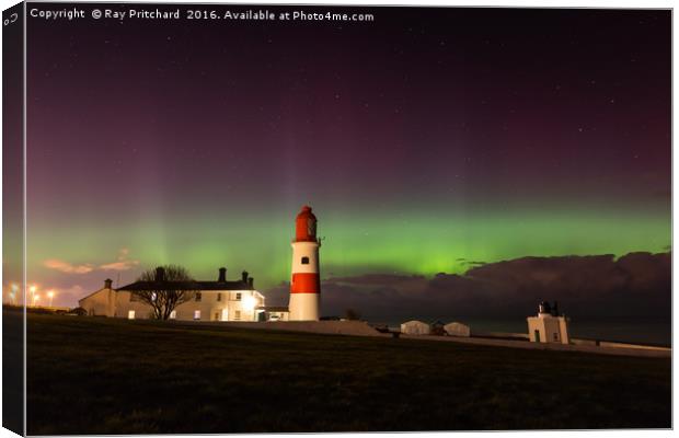 Souter Lighthouse Aurora Canvas Print by Ray Pritchard