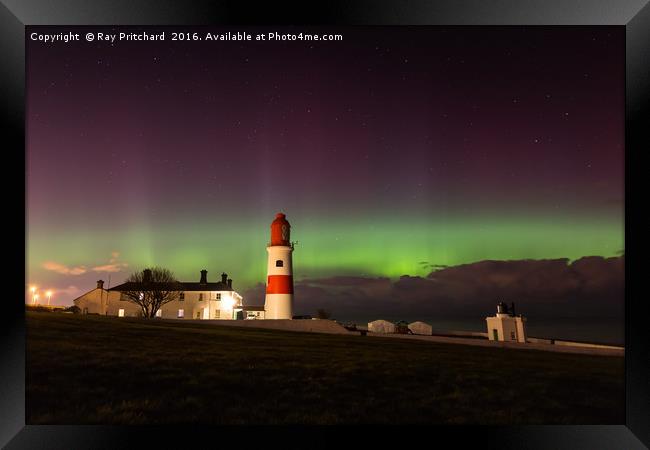 Souter Lighthouse Aurora Framed Print by Ray Pritchard