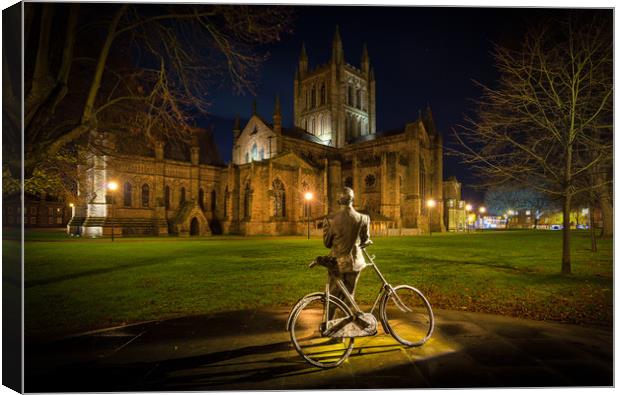 Elgar looking on Hereford Cathedral Canvas Print by Dean Merry