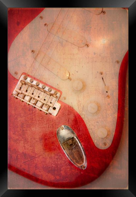 Textured Guitar four Framed Print by Mike Sherman Photog