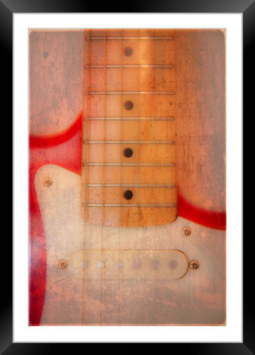 Textured Guitar two Framed Mounted Print by Mike Sherman Photog
