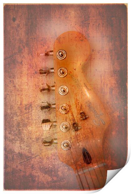 Textured Guitar one Print by Mike Sherman Photog