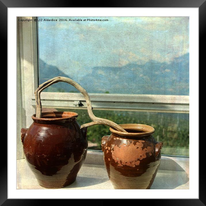 Pots With A View Framed Mounted Print by LIZ Alderdice