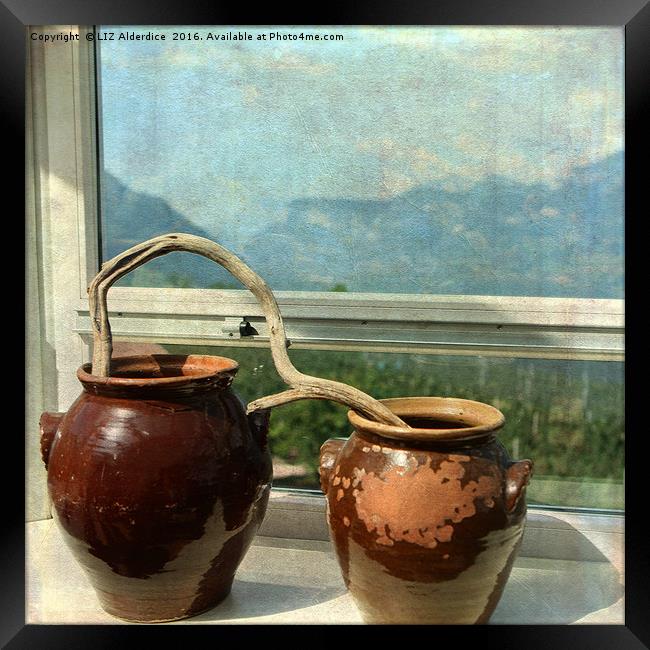 Pots With A View Framed Print by LIZ Alderdice
