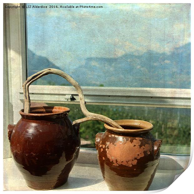 Pots With A View Print by LIZ Alderdice