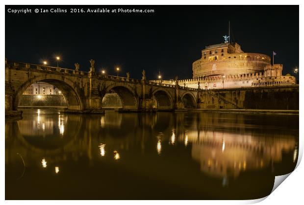 Castel Sant'Angelo Reflected Print by Ian Collins