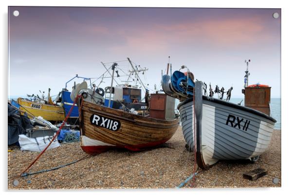 Hastings fishing boats Acrylic by Tony Bates