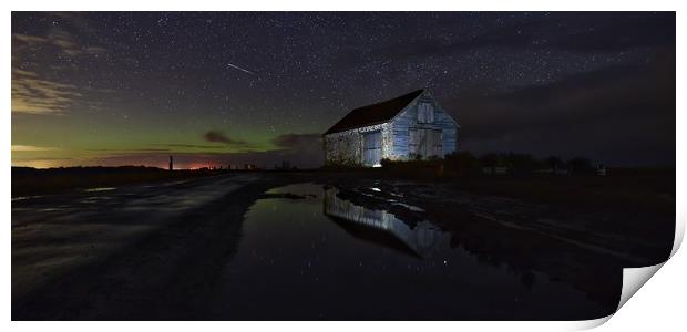 The aurora and a shooting star over the old coal b Print by Gary Pearson