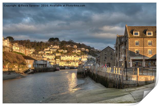 Early morning golden light on the River Looe Print by Rosie Spooner
