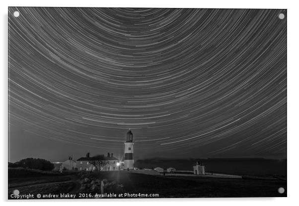 Radiant Startrail at Souter Lighthouse Acrylic by andrew blakey