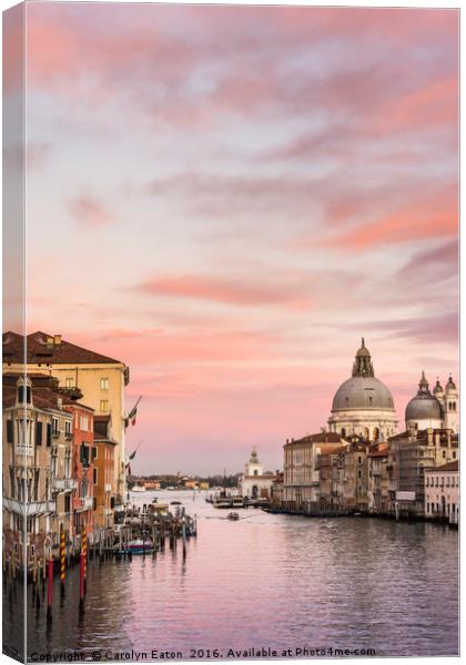 Sunset in Venice Canvas Print by Carolyn Eaton