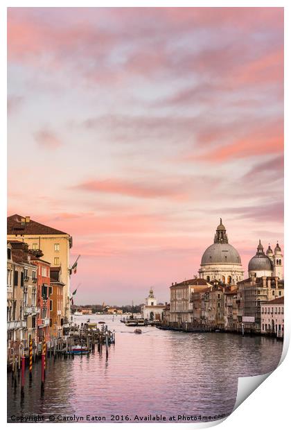 Sunset in Venice Print by Carolyn Eaton