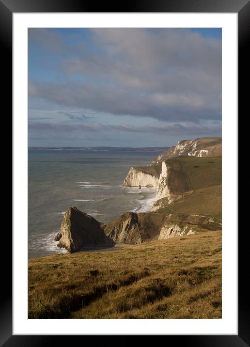 South Dorset Coastline Chalk Cliffs Framed Mounted Print by Colin Tracy