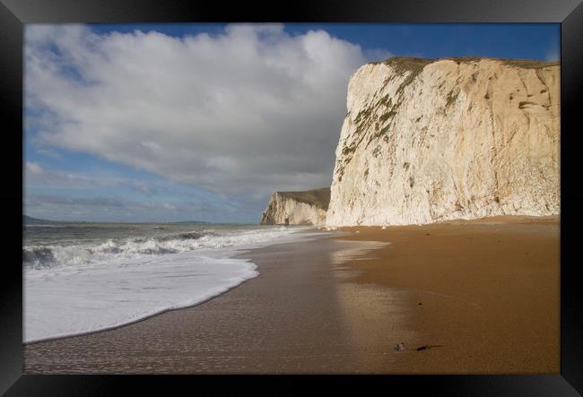 Chalk Cliffs of Durdle Door Beach, Dorset Framed Print by Colin Tracy