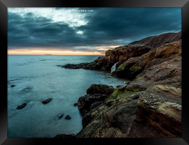 Sunrise at Cullercoats bay Framed Print by Phil Reay