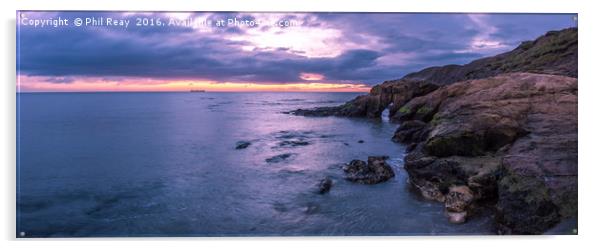 A Panoramic of Cullercoats Bay Acrylic by Phil Reay