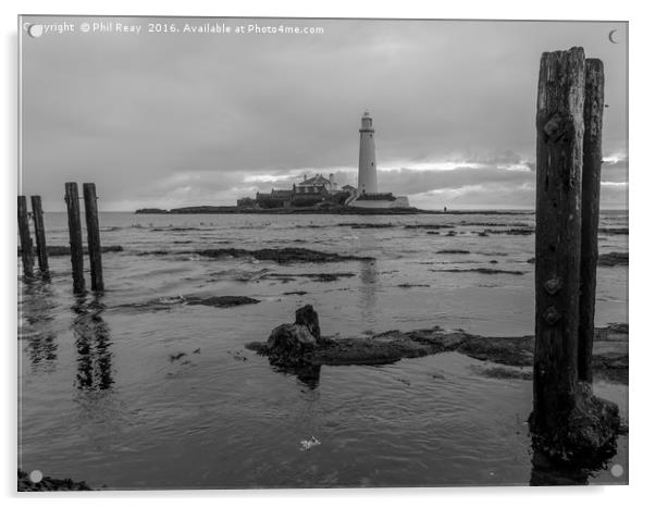 Tide out at St Mary`s  Acrylic by Phil Reay