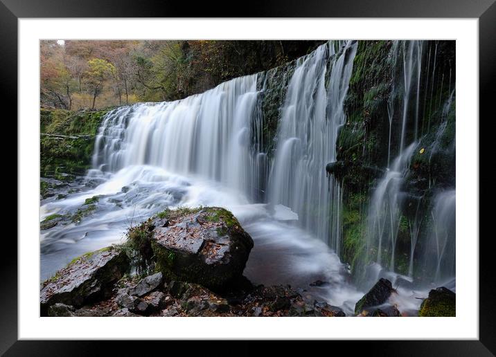 Brecon Waterfall Framed Mounted Print by Tony Bates